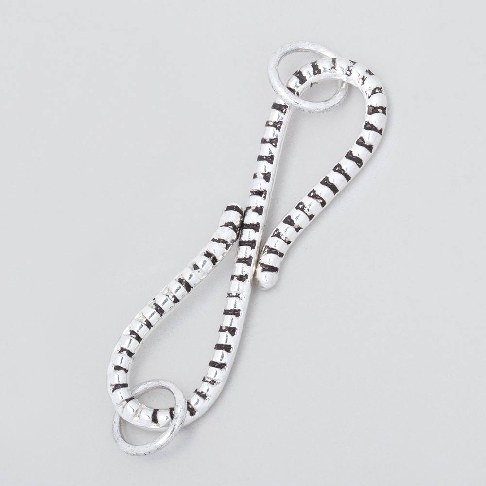 36x11mm Antiqued Sterling Silver S Hook with Dotted Design 1 piece