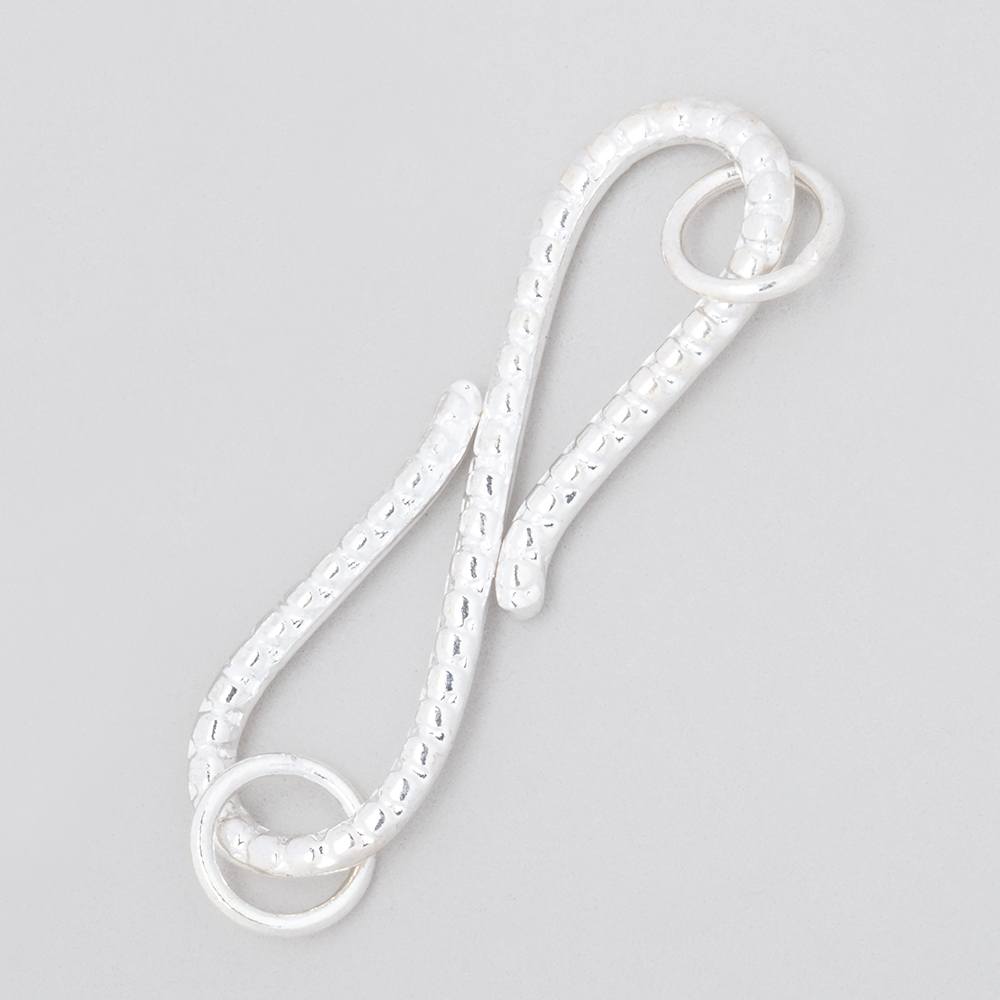 36x10mm Sterling Silver S Hook with Dotted Design 1 piece