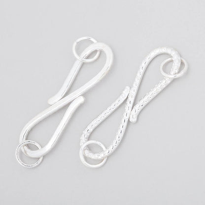 36x10mm Sterling Silver S Hook with Dotted Design 1 piece