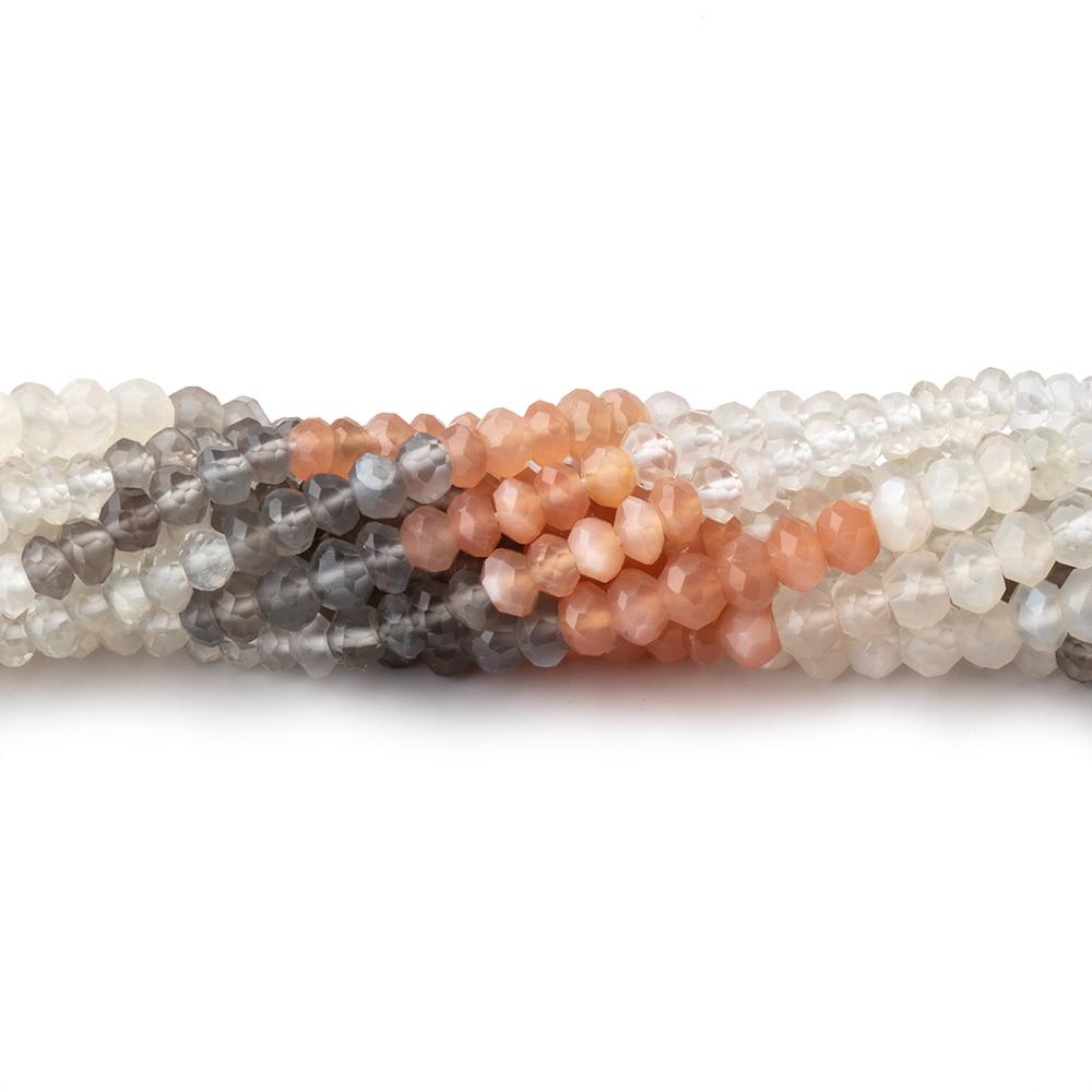 3.5-4mm Multi Color Moonstone Faceted Rondelle Beads 14 inches 134 pieces