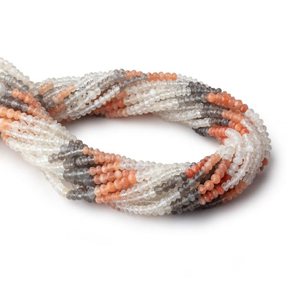 3.5-4mm Multi Color Moonstone Faceted Rondelle Beads 14 inches 134 pieces