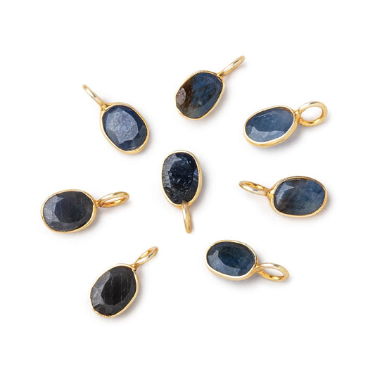 7x5mm Vermeil Bezel Sapphire Rose Cut Oval Pendant 1 piece