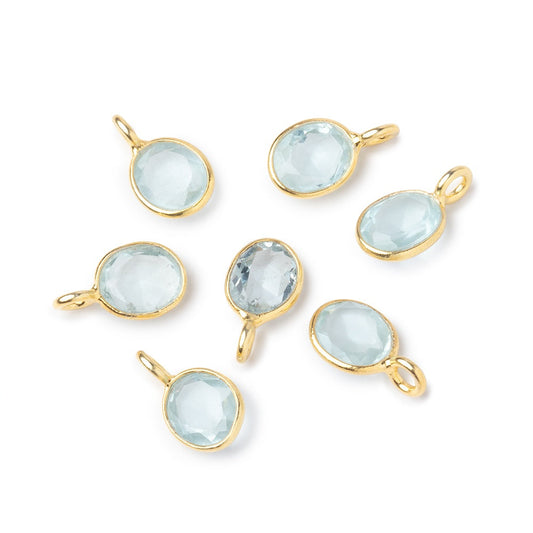 7x6mm Vermeil Bezel Aquamarine Rose Cut Oval Pendant 1 piece