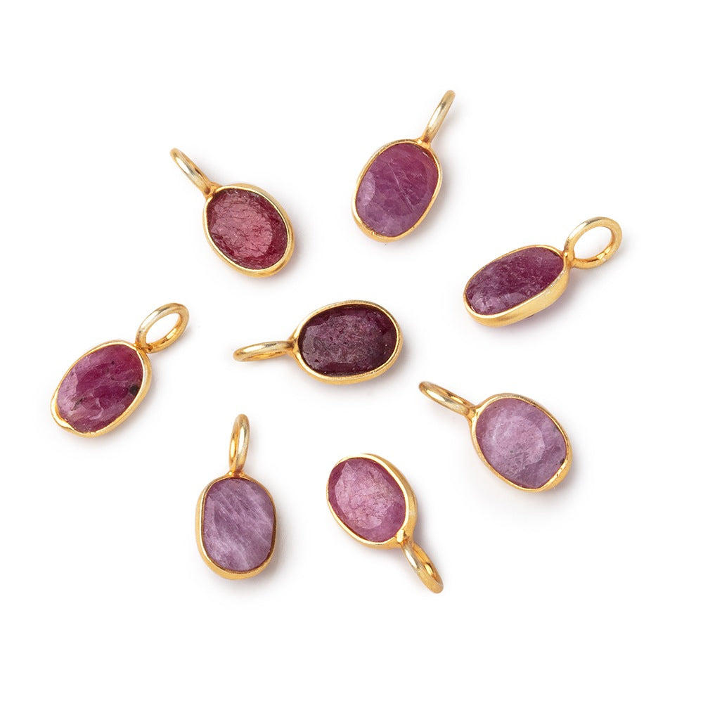 7x5mm Vermeil Bezel Ruby Rose Cut Oval Pendant 1 piece