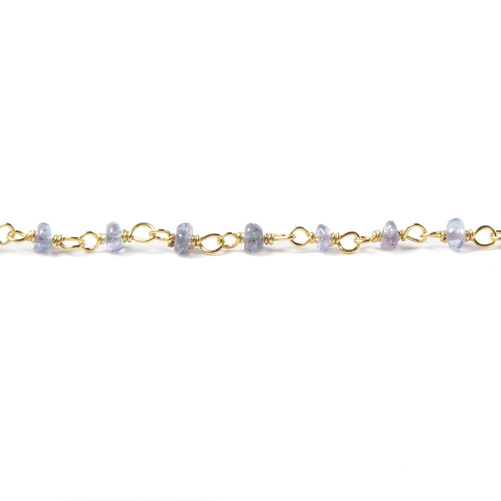 2.5mm Tanzanite Plain Rondelle Vermeil Chain by the foot