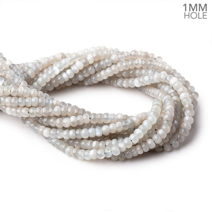 6mm Grey Moonstone Plain Rondelles 16 inch 96 Beads 1mm hole