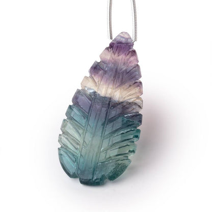 44x21mm Fluorite Hand Carved Pear Focal Bead 1 piece