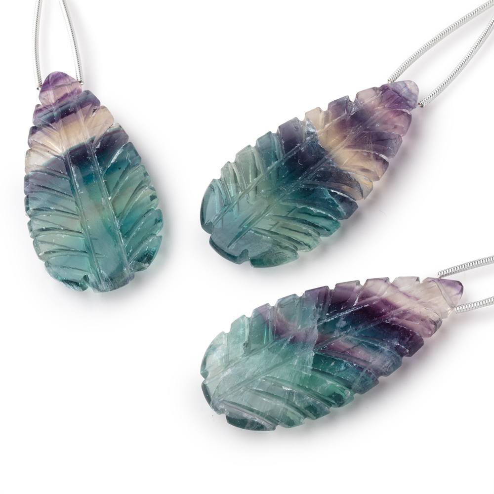 44x21mm Fluorite Hand Carved Pear Focal Bead 1 piece