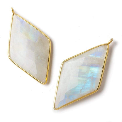 44x25mm Vermeil Bezel Rainbow Moonstone faceted kite Pendant 1 piece