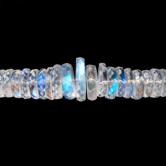 4.5-10.5mm Rainbow Moonstone Faceted Heishi Beads 12 inch 147 pieces AAA