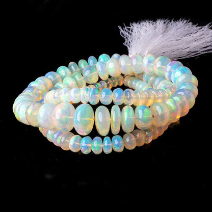 4.5-11.5mm Ethiopian Opal plain rondelle beads 19 inch 122 pieces AAA Grade