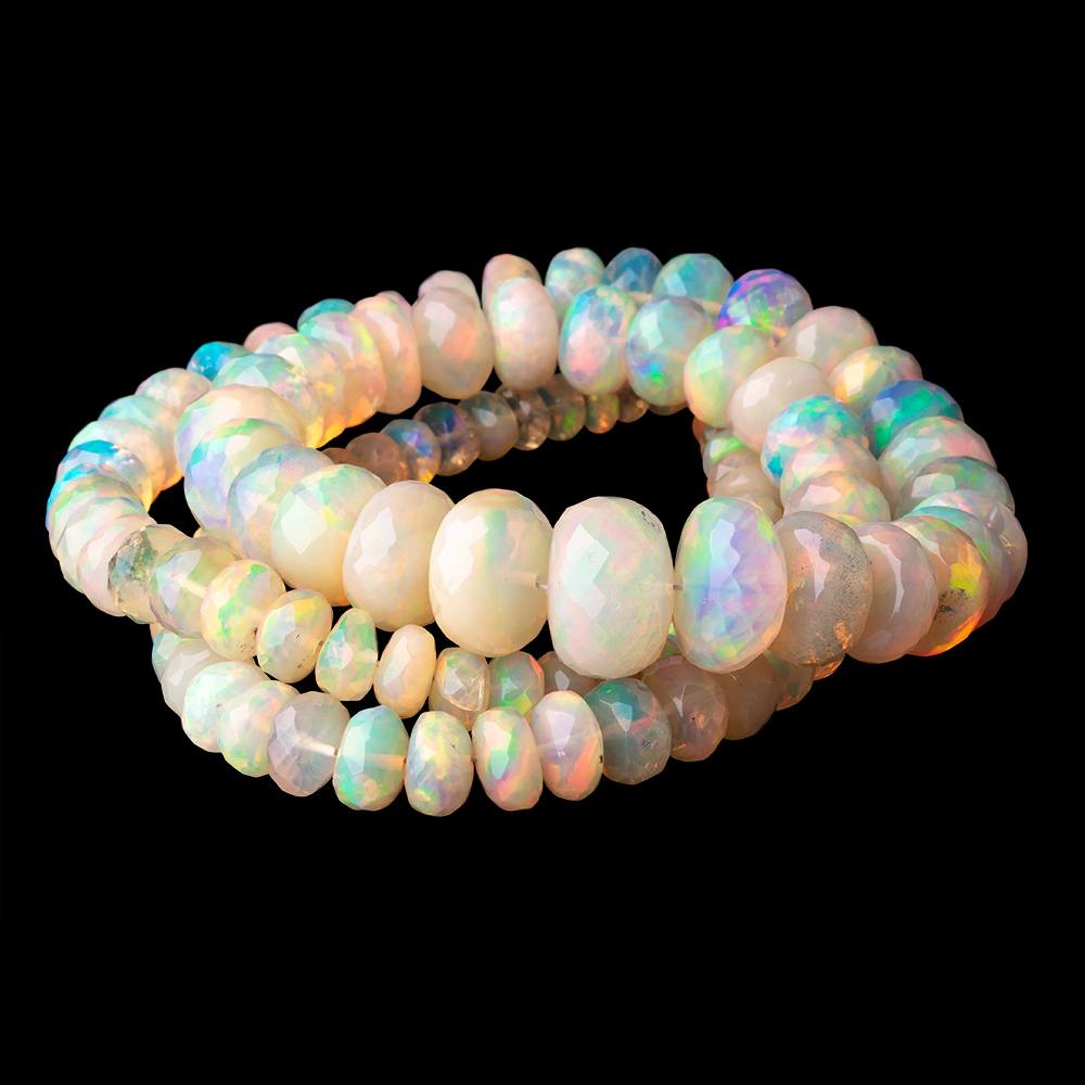 4.5-11mm Ethiopian Opal Faceted Rondelle Beads 16 inch 108 pieces AAA