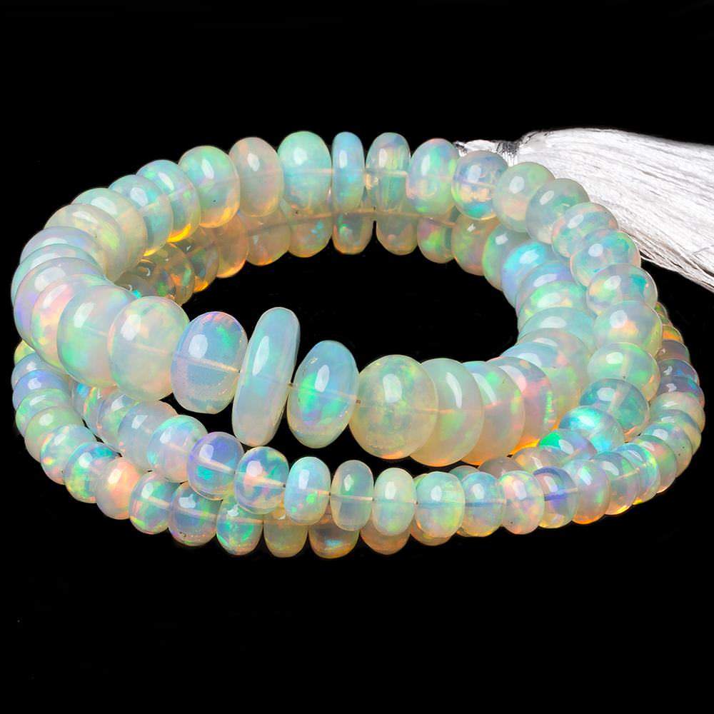 4.5-14mm Cream Ethiopian Opal Plain Rondelle beads 24 inch 131 pieces