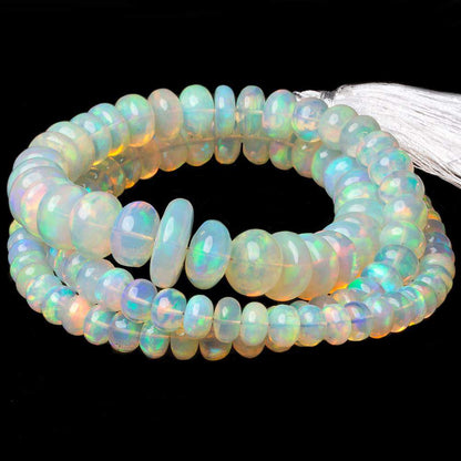 4.5-14mm Cream Ethiopian Opal Plain Rondelle beads 24 inch 131 pieces