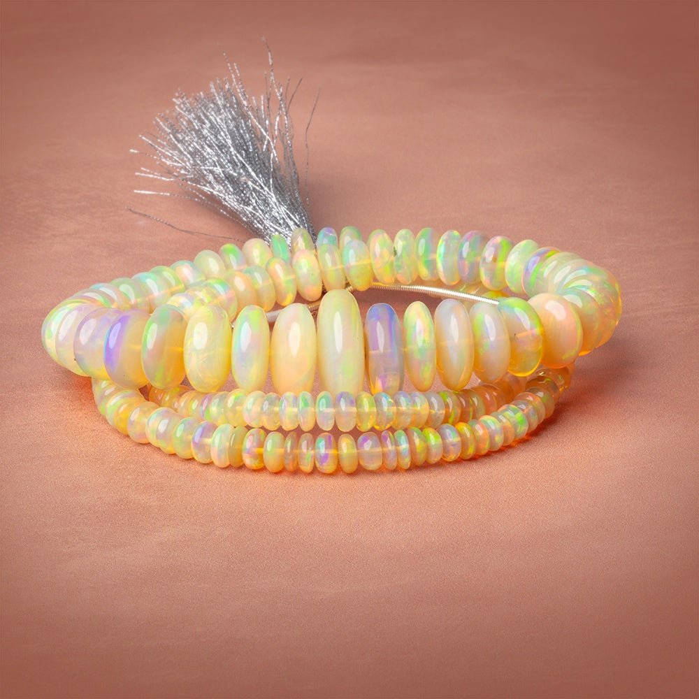 4.5-18mm Golden Ethiopian Opal Plain Rondelle 20 inch 185 Beads AAA