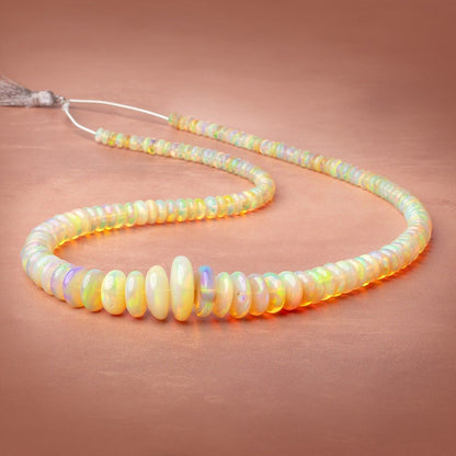 4.5-18mm Golden Ethiopian Opal Plain Rondelle 20 inch 185 Beads AAA
