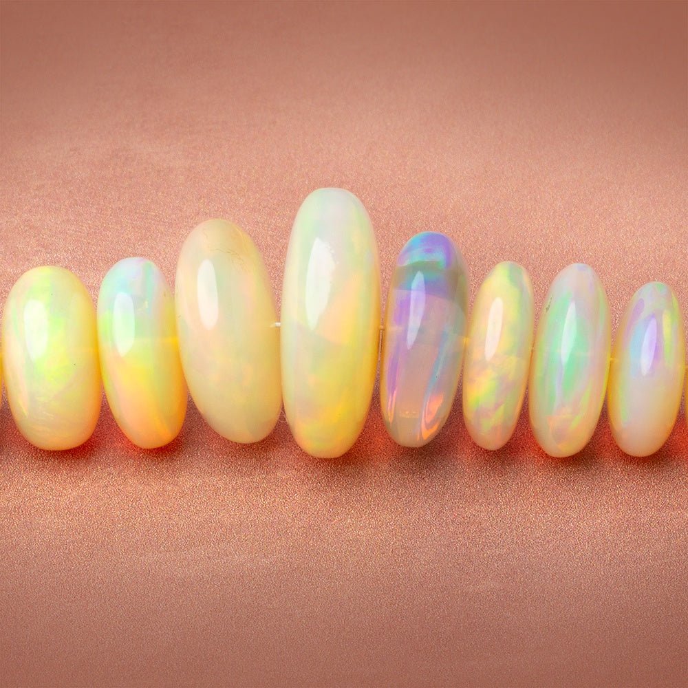 4.5-18mm Golden Ethiopian Opal Plain Rondelle 20 inch 185 Beads AAA