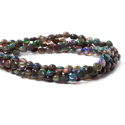 4.5-5mm Blue Ethiopian Opal Plain Coin Beads 18 inch 90 pieces AA