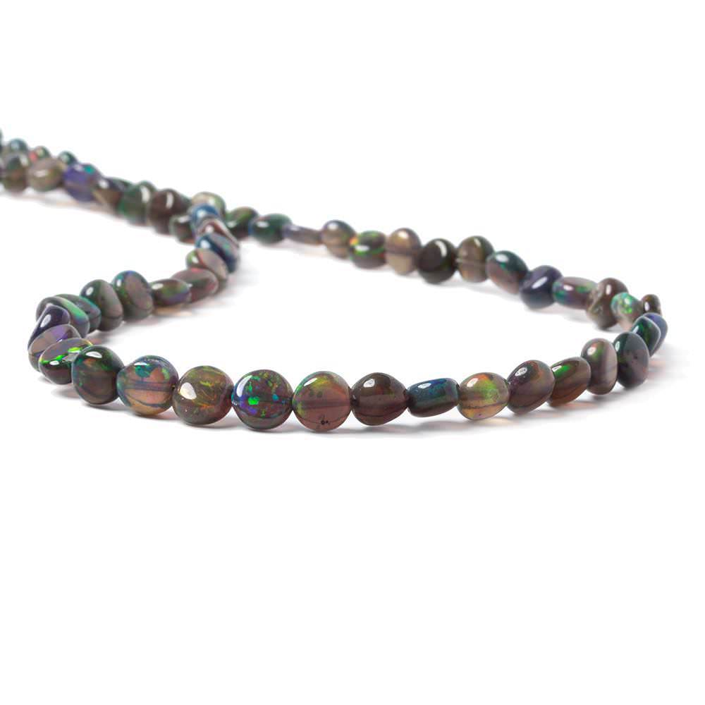 4.5-5mm Blue Ethiopian Opal Plain Coin Beads 18 inch 90 pieces AA