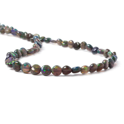 4.5-5mm Blue Ethiopian Opal Plain Coin Beads 18 inch 90 pieces AA