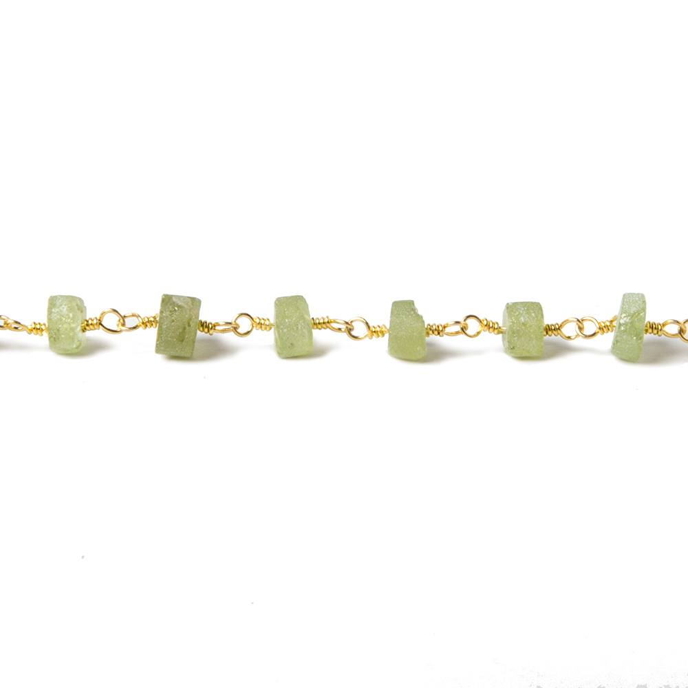 4.5-5mm Matte Peridot Gold plated Chain by the foot 35 pcs