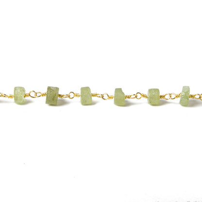 4.5-5mm Matte Peridot Gold plated Chain by the foot 35 pcs