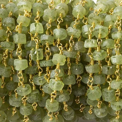 4.5-5mm Matte Peridot Gold plated Chain by the foot 35 pcs