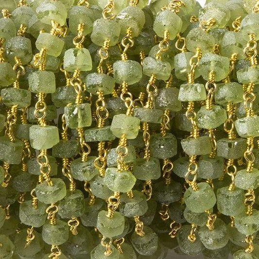 4.5-5mm Matte Peridot Gold plated Chain by the foot 35 pcs