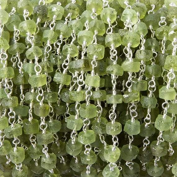 4.5-5mm Matte Peridot Silver plated Chain by the foot 35 pcs