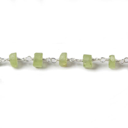 4.5-5mm Matte Peridot Silver plated Chain by the foot 35 pcs