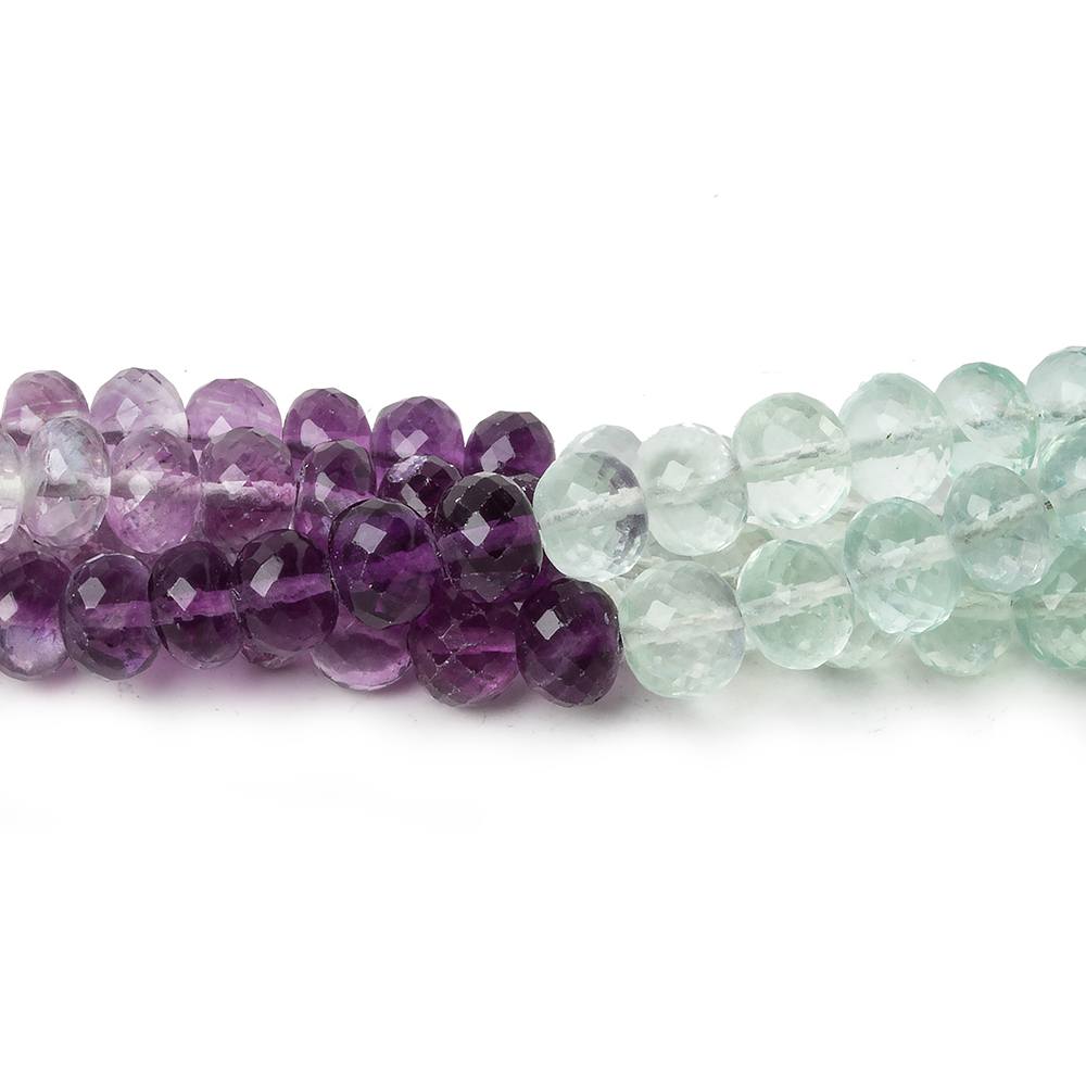 4.5-5mm Mint & Purple Fluorite micro faceted rondelles 16 inch 102 beads AAA
