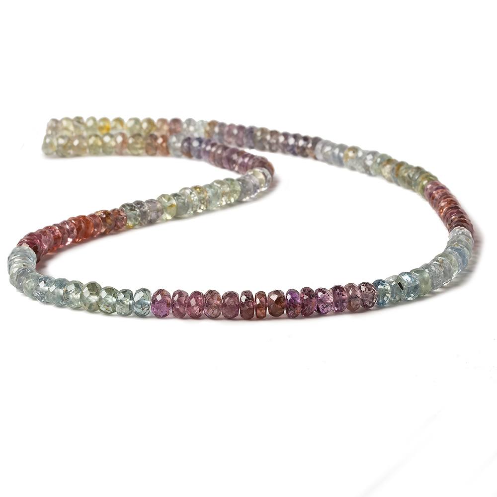 4mm Multi-color Songea Sapphire Faceted Rondelles 14 inch 143 pcs