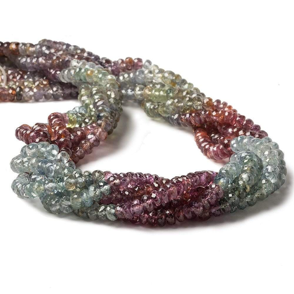 4mm Multi-color Songea Sapphire Faceted Rondelles 14 inch 143 pcs