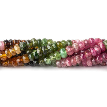 4.5-5mm Multi Color Tourmaline Beads Faceted Rondelle 14.5 inch 160 pcs