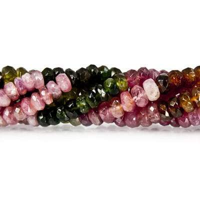 4.5-5mm Multi Color Tourmaline Beads Faceted Rondelle 14.5 inch 160 pcs
