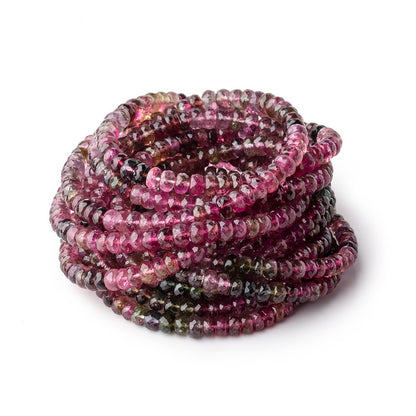 4.5-5mm Multi Color Tourmaline Faceted Rondelle Beads 19 inch 160 pieces AAA