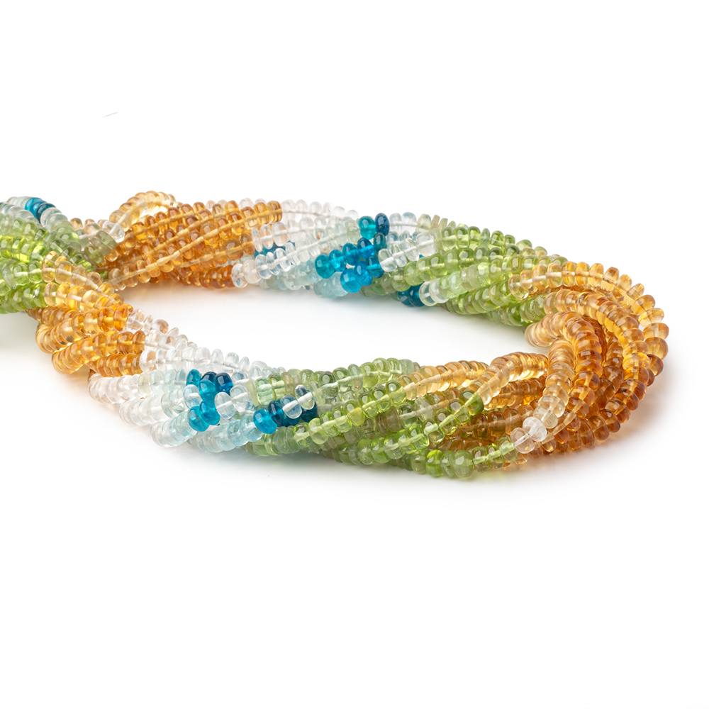 4.5-5mm Multi Gemstone Plain Rondelle Beads 17.5 inch 172 pieces