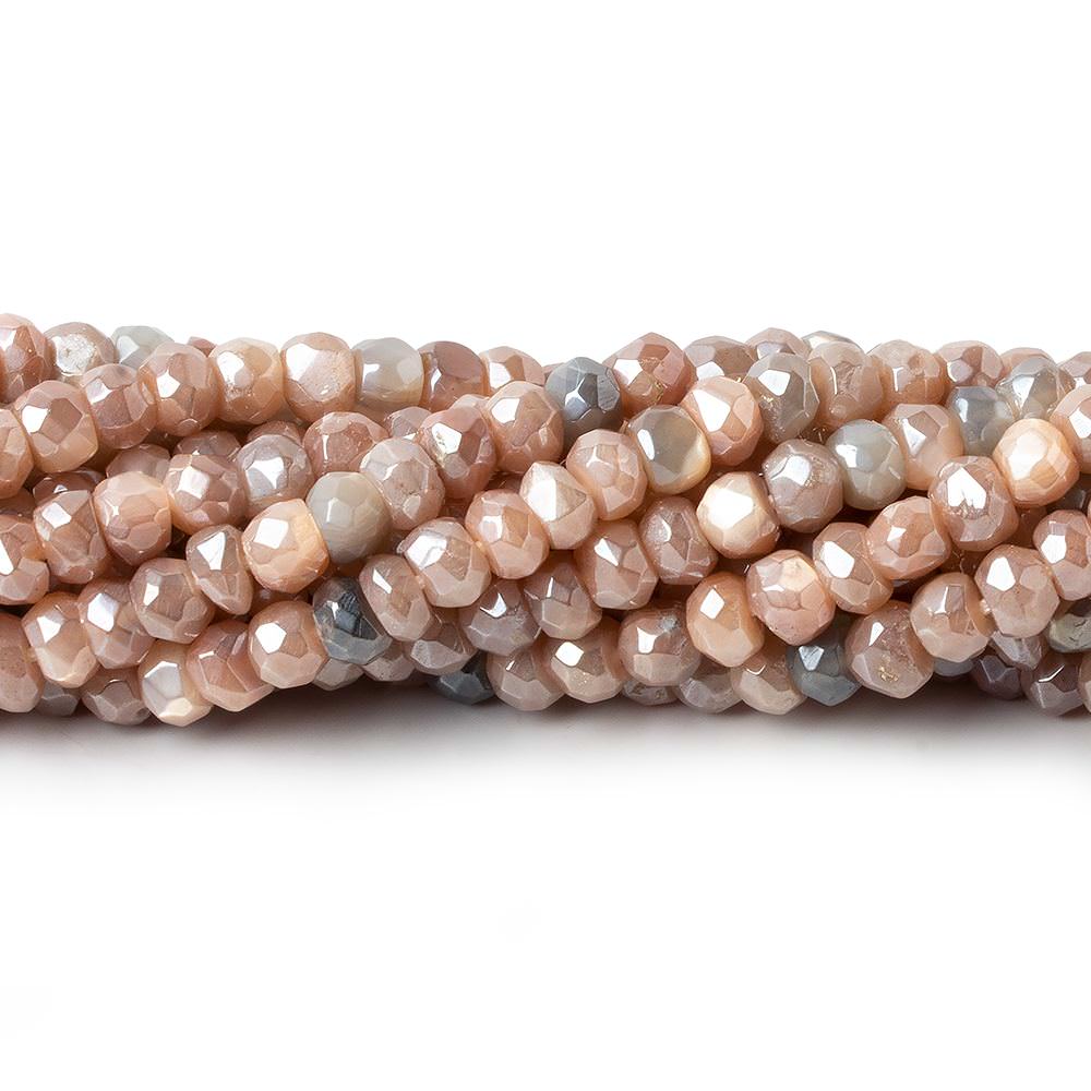 4.5-5mm Mystic Multi Color Moonstone  large hole faceted rondelle 13 inch
