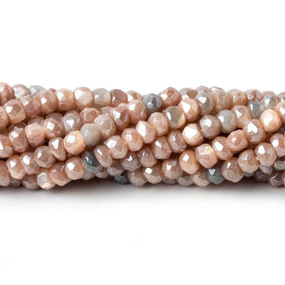 4.5-5mm Mystic Multi Color Moonstone  large hole faceted rondelle 13 inch