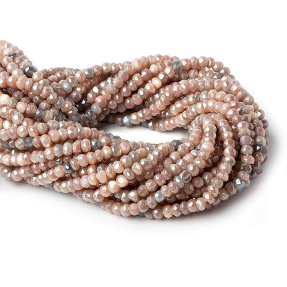 4.5-5mm Mystic Multi Color Moonstone  large hole faceted rondelle 13 inch