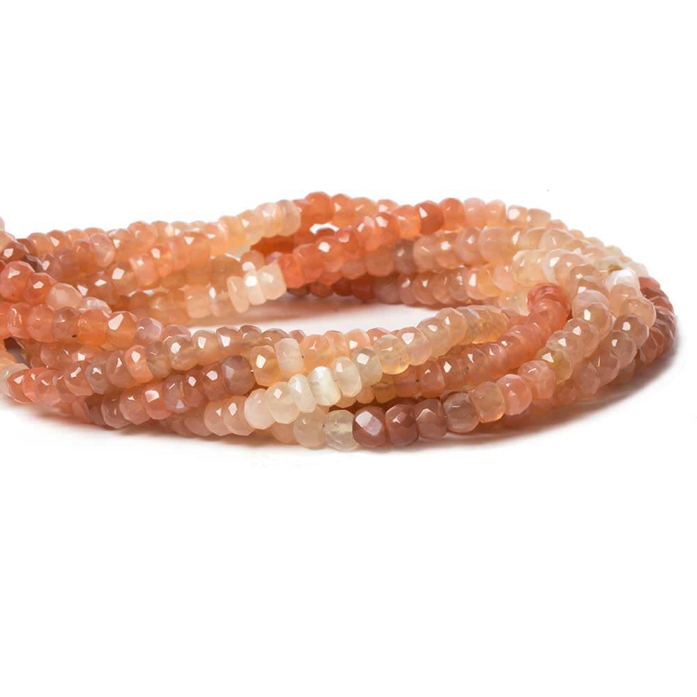 4.5-5mm Peach Moonstone faceted rondelle beads 14 inch 105 pieces