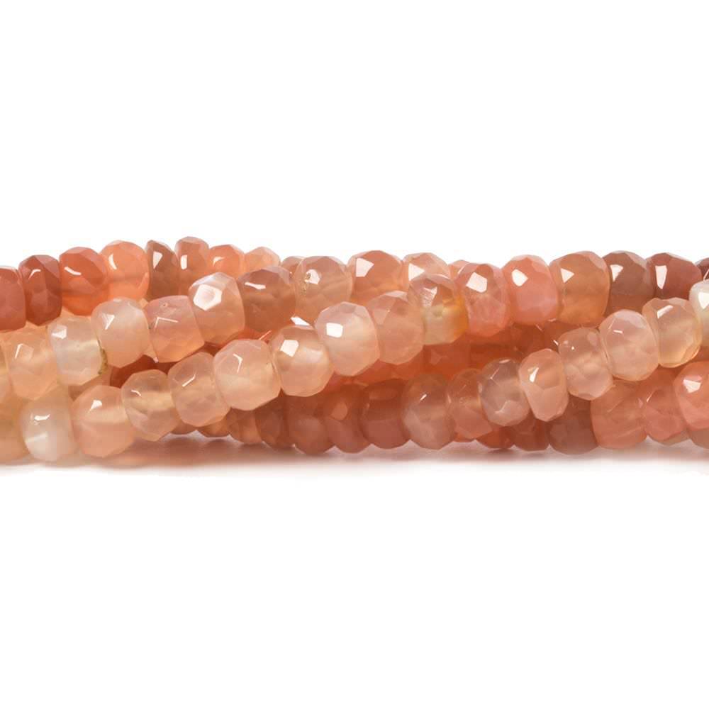 4.5-5mm Peach Moonstone faceted rondelle beads 14 inch 105 pieces