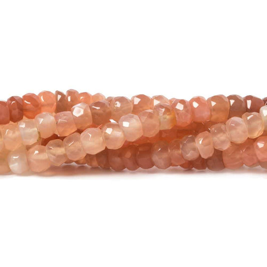 4.5-5mm Peach Moonstone faceted rondelle beads 14 inch 105 pieces