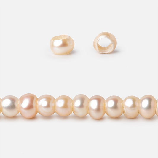 4.5-5mm Peach Off Round Large Hole Freshwater Pearls 15 inch 110 Beads