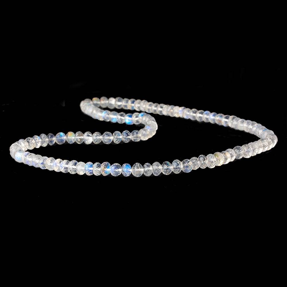 4-4.5mm Rainbow Moonstone microfaceted rondelle 16 inch 105 beads AAA