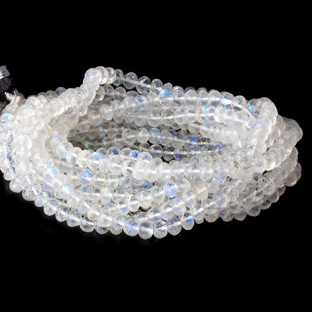 4-4.5mm Rainbow Moonstone microfaceted rondelle 16 inch 105 beads AAA