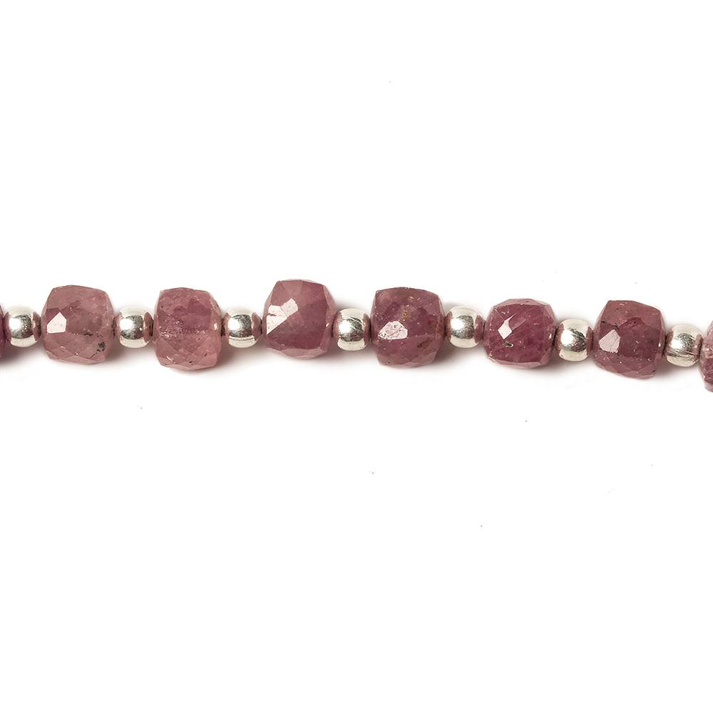 4.5-5mm Ruby faceted cube beads 8.5 inch 30 pieces