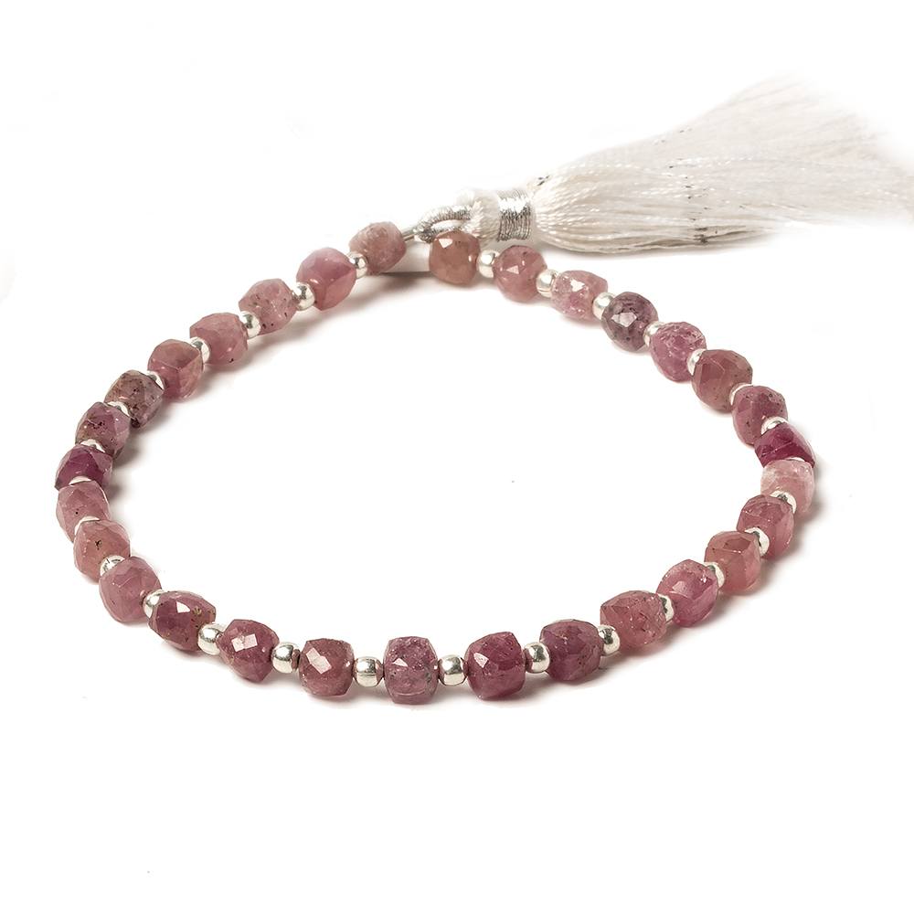 4.5-5mm Ruby faceted cube beads 8.5 inch 30 pieces