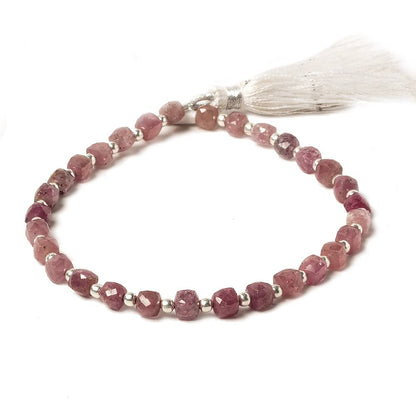 4.5-5mm Ruby faceted cube beads 8.5 inch 30 pieces