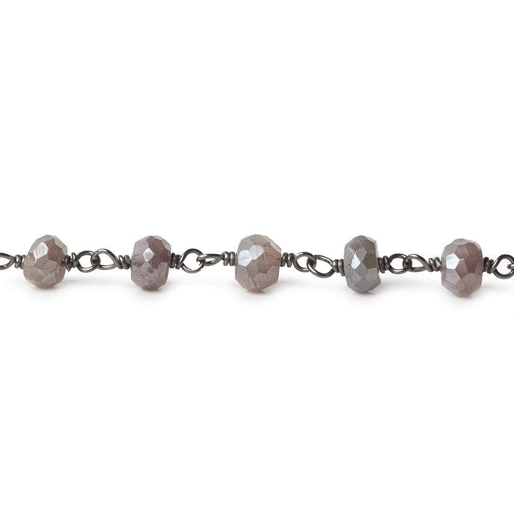 4.5-5mm Mystic Multi Moonstone faceted rondelle Black Gold .925 Silver Chain